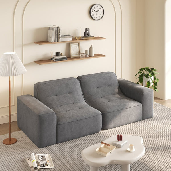 English Elm 83.6" Modular Chenille Sofa Tufted Three Seat Contemporary Design for Living Room Grey W3219P365506