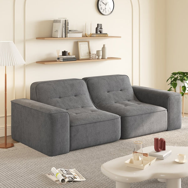 English Elm 83.6" Modular Chenille Sofa Tufted Three Seat Contemporary Design for Living Room Grey W3219P365506