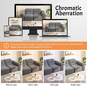 English Elm 83.6" Modular Chenille Sofa Tufted Three Seat Contemporary Design for Living Room Grey W3219P365506