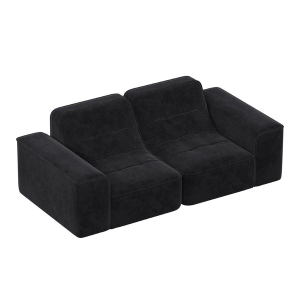English Elm 83.6" Modular Chenille Sofa Tufted Three Seat Contemporary Design for Living Room Black W3219P365507