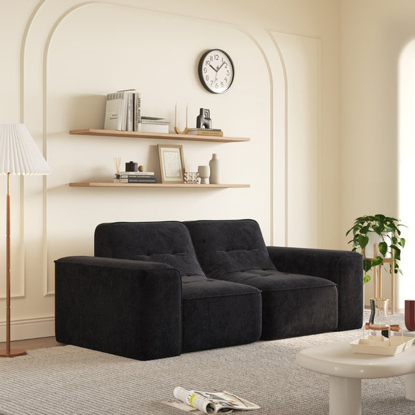 English Elm 83.6" Modular Chenille Sofa Tufted Three Seat Contemporary Design for Living Room Black W3219P365507