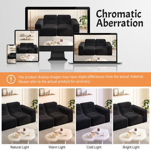 English Elm 83.6" Modular Chenille Sofa Tufted Three Seat Contemporary Design for Living Room Black W3219P365507