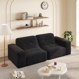 English Elm 83.6" Modular Chenille Sofa Tufted Three Seat Contemporary Design for Living Room Black W3219P365507