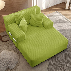 English Elm Oversized Corduroy Convertible Chaise Lounge Sleeper with Storage for Apartments W3219P496263