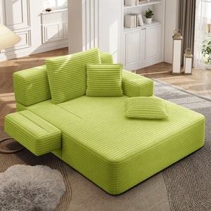 English Elm Oversized Corduroy Convertible Chaise Lounge Sleeper with Storage for Apartments W3219P496263