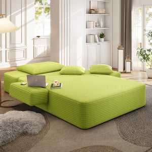 English Elm Oversized Corduroy Convertible Chaise Lounge Sleeper with Storage for Apartments W3219P496263
