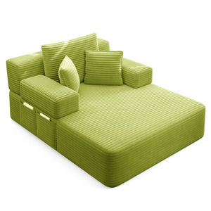 English Elm Oversized Corduroy Convertible Chaise Lounge Sleeper with Storage for Apartments W3219P496263