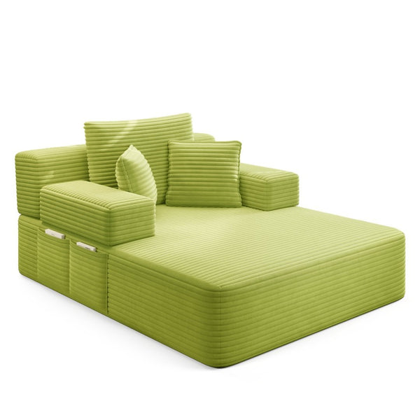 English Elm Oversized Corduroy Convertible Chaise Lounge Sleeper with Storage for Apartments W3219P496263