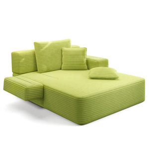English Elm Oversized Corduroy Convertible Chaise Lounge Sleeper with Storage for Apartments W3219P496263
