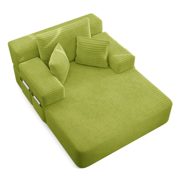 English Elm Oversized Corduroy Convertible Chaise Lounge Sleeper with Storage for Apartments W3219P496263