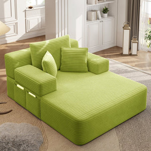 English Elm Oversized Corduroy Convertible Chaise Lounge Sleeper with Storage for Apartments W3219P496263