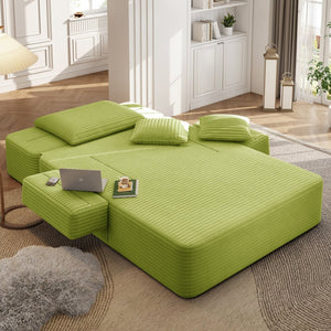 English Elm Oversized Corduroy Convertible Chaise Lounge Sleeper with Storage for Apartments W3219P496263