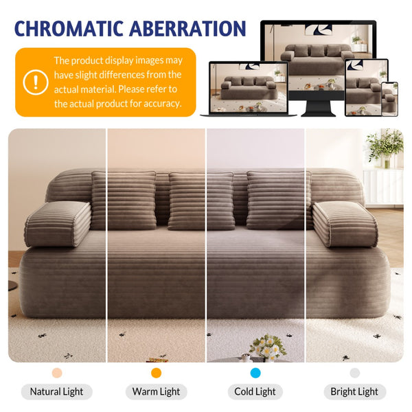 English Elm 78.7" Plush Corduroy Convertible Sofa Bed Frameless Queen Sleeper for Compact Living Spaces Camel W3219P516167
