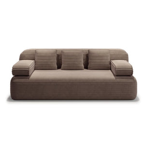 English Elm 78.7" Plush Corduroy Convertible Sofa Bed Frameless Queen Sleeper for Compact Living Spaces Camel W3219P516167