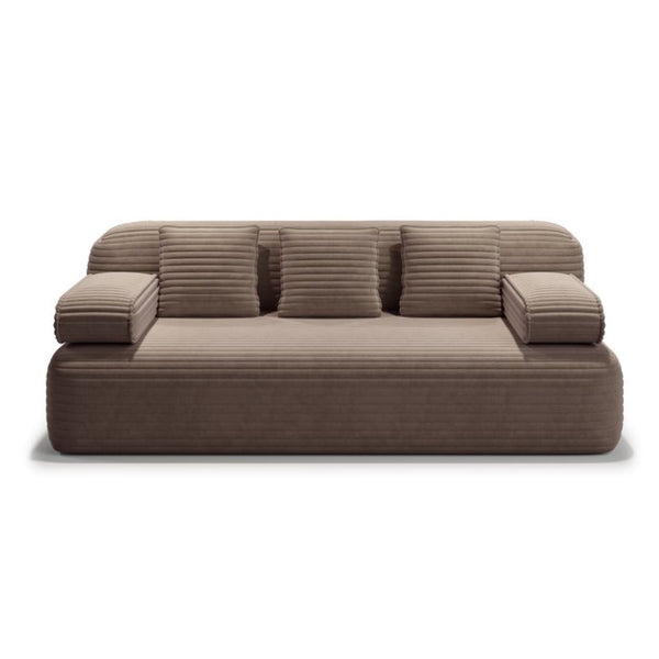 English Elm 78.7" Plush Corduroy Convertible Sofa Bed Frameless Queen Sleeper for Compact Living Spaces Camel W3219P516167
