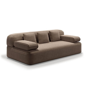 English Elm 78.7" Plush Corduroy Convertible Sofa Bed Frameless Queen Sleeper for Compact Living Spaces Camel W3219P516167