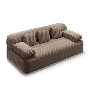English Elm 78.7" Plush Corduroy Convertible Sofa Bed Frameless Queen Sleeper for Compact Living Spaces Camel W3219P516167