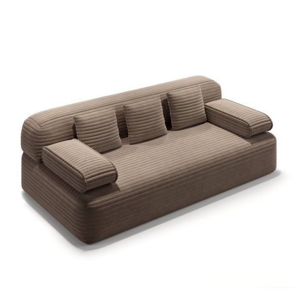 English Elm 78.7" Plush Corduroy Convertible Sofa Bed Frameless Queen Sleeper for Compact Living Spaces Camel W3219P516167