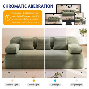 English Elm 78.7" Plush Corduroy Convertible Sofa Bed Frameless Queen Sleeper for Compact Living Spaces Green W3219P516171