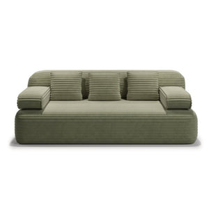 English Elm 78.7" Plush Corduroy Convertible Sofa Bed Frameless Queen Sleeper for Compact Living Spaces Green W3219P516171