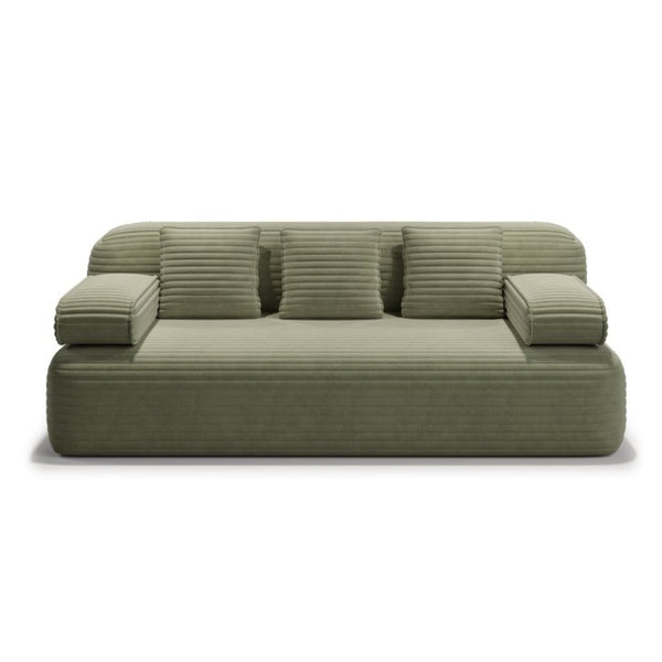 English Elm 78.7" Plush Corduroy Convertible Sofa Bed Frameless Queen Sleeper for Compact Living Spaces Green W3219P516171