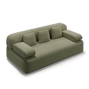 English Elm 78.7" Plush Corduroy Convertible Sofa Bed Frameless Queen Sleeper for Compact Living Spaces Green W3219P516171