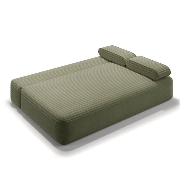 English Elm 78.7" Plush Corduroy Convertible Sofa Bed Frameless Queen Sleeper for Compact Living Spaces Green W3219P516171