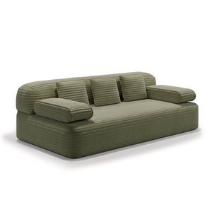 English Elm 78.7" Plush Corduroy Convertible Sofa Bed Frameless Queen Sleeper for Compact Living Spaces Green W3219P516171