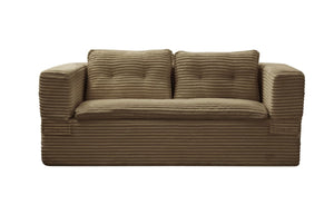 English Elm Multi Functional Corduroy Sectional Sofa with Convertible King Bed Chaise and Built-In Throw Camel W3219S00033
