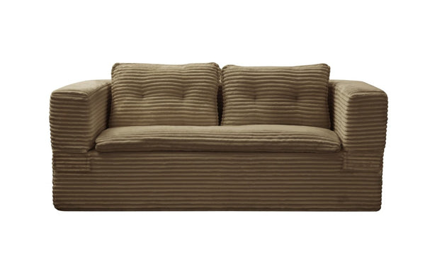 English Elm Multi Functional Corduroy Sectional Sofa with Convertible King Bed Chaise and Built-In Throw Camel W3219S00033
