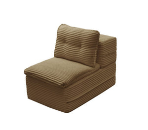 English Elm Multi Functional Corduroy Sectional Sofa with Convertible King Bed Chaise and Built-In Throw Camel W3219S00033