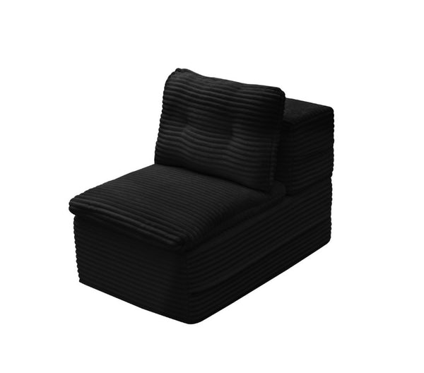 English Elm Multi Functional Corduroy Sectional Sofa with Convertible King Bed Chaise and Built-In Throw Black W3219S00034