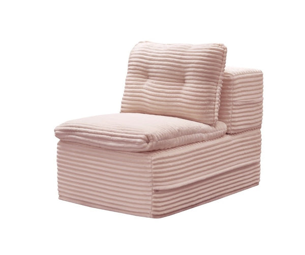 English Elm Multi Functional Corduroy Sectional Sofa with Convertible King Bed Chaise and Built-In Throw Pink W3219S00035