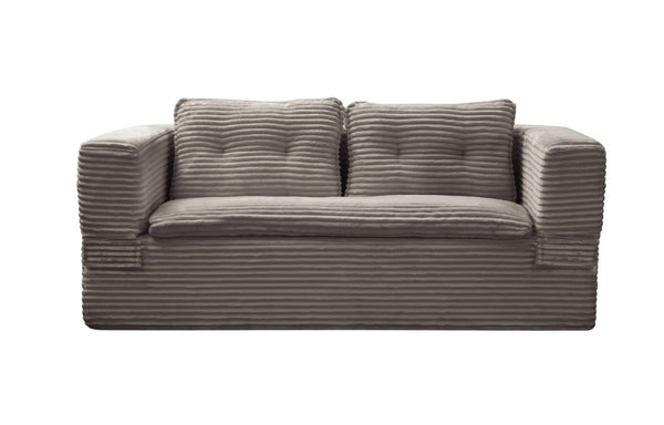 English Elm Multi Functional Corduroy Sectional Sofa with Convertible King Bed Chaise and Built-In Throw Coffee W3219S00037