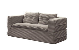 English Elm Multi Functional Corduroy Sectional Sofa with Convertible King Bed Chaise and Built-In Throw Coffee W3219S00037