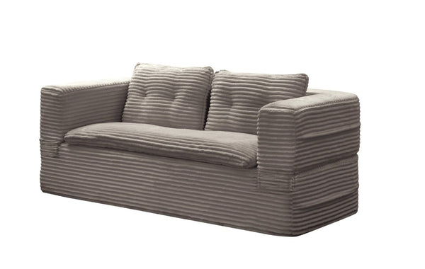 English Elm Multi Functional Corduroy Sectional Sofa with Convertible King Bed Chaise and Built-In Throw Coffee W3219S00037