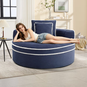 English Elm Round Cloud Sectional Sleeper Sofa with Memory Foam Fill for Studio Apartments Blue W3224P502288