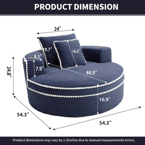 English Elm Round Cloud Sectional Sleeper Sofa with Memory Foam Fill for Studio Apartments Blue W3224P502288