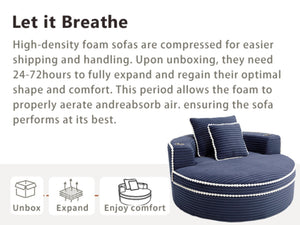 English Elm Round Cloud Sectional Sleeper Sofa with Memory Foam Fill for Studio Apartments Blue W3224P502288