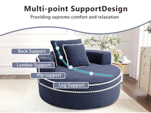 English Elm Round Cloud Sectional Sleeper Sofa with Memory Foam Fill for Studio Apartments Blue W3224P502288