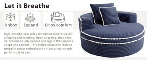 English Elm Round Cloud Sectional Sleeper Sofa with Memory Foam Fill for Studio Apartments Blue W3224P502288