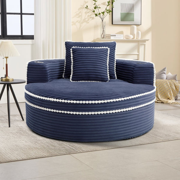 English Elm Round Cloud Sectional Sleeper Sofa with Memory Foam Fill for Studio Apartments Blue W3224P502288