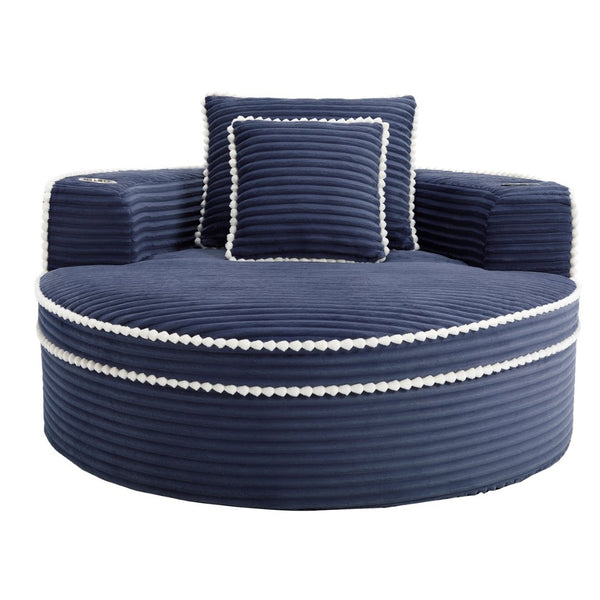 English Elm Round Cloud Sectional Sleeper Sofa with Memory Foam Fill for Studio Apartments Blue W3224P502288