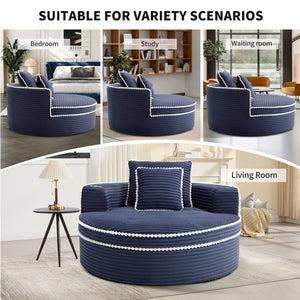 English Elm Round Cloud Sectional Sleeper Sofa with Memory Foam Fill for Studio Apartments Blue W3224P502288