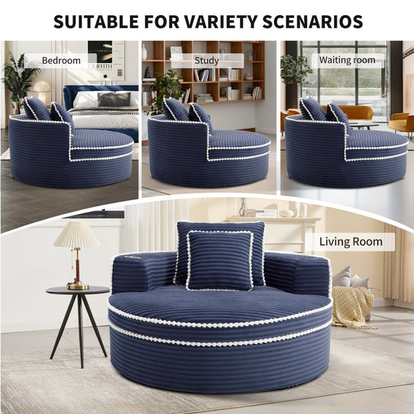 English Elm Round Cloud Sectional Sleeper Sofa with Memory Foam Fill for Studio Apartments Blue W3224P502288