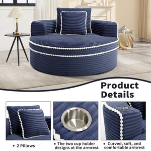 English Elm Round Cloud Sectional Sleeper Sofa with Memory Foam Fill for Studio Apartments Blue W3224P502288