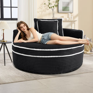 English Elm Round Cloud Sectional Sleeper Sofa with Memory Foam Fill for Studio Apartments Black W3224P502490