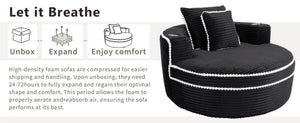 English Elm Round Cloud Sectional Sleeper Sofa with Memory Foam Fill for Studio Apartments Black W3224P502490