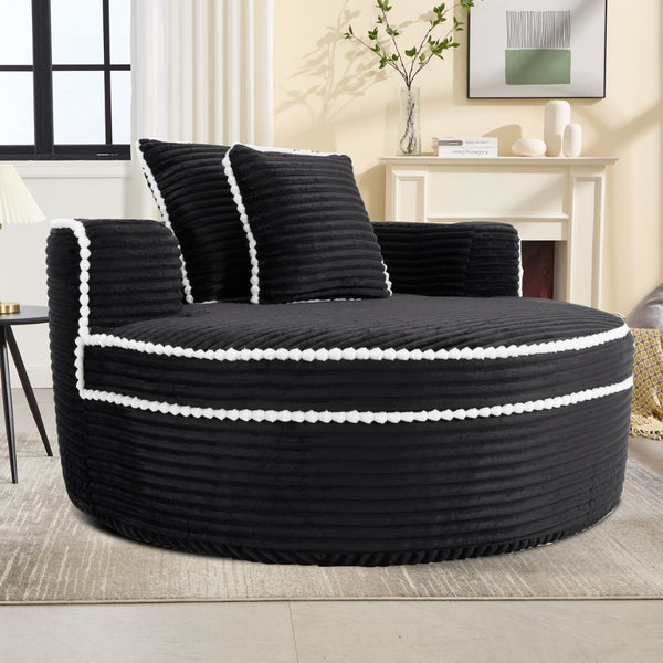 English Elm Round Cloud Sectional Sleeper Sofa with Memory Foam Fill for Studio Apartments Black W3224P502490