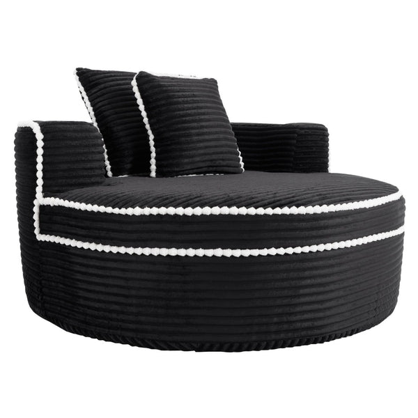 English Elm Round Cloud Sectional Sleeper Sofa with Memory Foam Fill for Studio Apartments Black W3224P502490